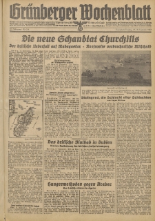Gr&uuml;nberger Wochenblatt: Tageszeitung f&uuml;r Stadt und Land, No. 214. (12./13. September 1942)