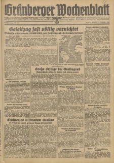 Gr&uuml;nberger Wochenblatt: Tageszeitung f&uuml;r Stadt und Land, No. 216. (15. September 1942)