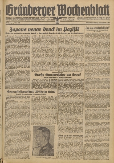 Gr&uuml;nberger Wochenblatt: Tageszeitung f&uuml;r Stadt und Land, No. 222. (22. September 1942)