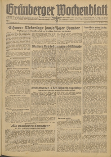 Gr&uuml;nberger Wochenblatt: Zeitung f&uuml;r Stadt und Land, No. 66. (18./19. M&auml;rz 1944)