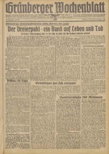 Gr&uuml;nberger Wochenblatt: Tageszeitung f&uuml;r Stadt und Land, No. 227. (28. September 1942)
