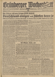Gr&uuml;nberger Wochenblatt: Tageszeitung f&uuml;r Stadt und Land, No. 230. (1. Oktober 1942)