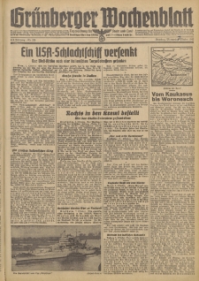 Gr&uuml;nberger Wochenblatt: Tageszeitung f&uuml;r Stadt und Land, No. 235. (7. Oktober 1942)