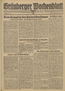Gr&uuml;nberger Wochenblatt: Tageszeitung f&uuml;r Stadt und Land, No. 261. (6. November 1942)