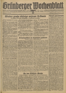Gr&uuml;nberger Wochenblatt: Tageszeitung f&uuml;r Stadt und Land, No. 264. (10. November 1942)