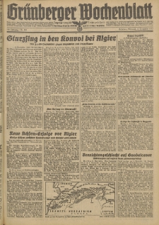 Gr&uuml;nberger Wochenblatt: Tageszeitung f&uuml;r Stadt und Land, No. 265. (11. November 1942)