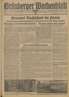 Gr&uuml;nberger Wochenblatt: Tageszeitung f&uuml;r Stadt und Land, No. 274. (21./22. November 1942)