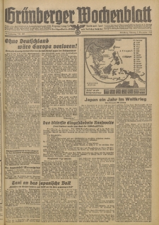 Gr&uuml;nberger Wochenblatt: Tageszeitung f&uuml;r Stadt und Land, No. 287. (7. Dezember 1942)