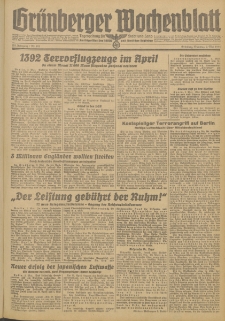 Gr&uuml;nberger Wochenblatt: Zeitung f&uuml;r Stadt und Land, No. 101 (2. Mai 1944)