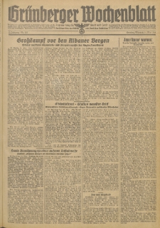 Gr&uuml;nberger Wochenblatt: Zeitung f&uuml;r Stadt und Land, No. 125 (31. Mai 1944)