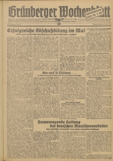 Gr&uuml;nberger Wochenblatt: Zeitung f&uuml;r Stadt und Land, No. 127 (2. Juni 1944)