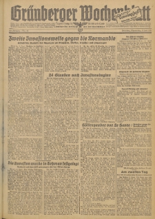 Gr&uuml;nberger Wochenblatt: Zeitung f&uuml;r Stadt und Land, No. 132 (8. Juni 1944)
