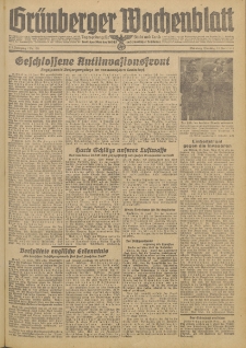Gr&uuml;nberger Wochenblatt: Zeitung f&uuml;r Stadt und Land, No. 136 (13. Juni 1944)