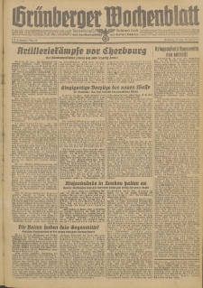 Gr&uuml;nberger Wochenblatt: Zeitung f&uuml;r Stadt und Land, No. 145 (23. Juni 1944)