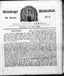Gr&uuml;nberger Wochenblatt, No. 1. (6. Januar 1842)