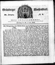 Gr&uuml;nberger Wochenblatt, No. 3. (21. Januar 1842)