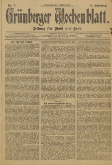 Gr&uuml;nberger Wochenblatt: Zeitung f&uuml;r Stadt und Land, No. 2. (5. Januar 1905)