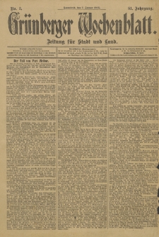 Grünberger Wochenblatt: Zeitung für Stadt und Land, No. 3. (7. Januar 1905)
