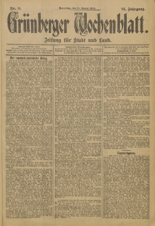 Grünberger Wochenblatt: Zeitung für Stadt und Land, No. 8. (19. Januar 1905)