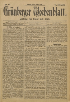 Grünberger Wochenblatt: Zeitung für Stadt und Land, No. 10. (24. Januar 1905)