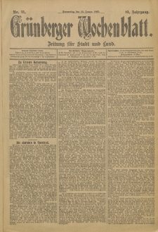 Grünberger Wochenblatt: Zeitung für Stadt und Land, No. 11. (26. Januar 1905)