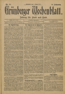Grünberger Wochenblatt: Zeitung für Stadt und Land, No. 15. (4. Februar 1905)