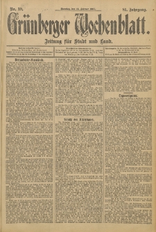 Gr&uuml;nberger Wochenblatt: Zeitung f&uuml;r Stadt und Land, No. 19. (14. Februar 1905)