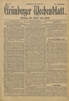 Grünberger Wochenblatt: Zeitung für Stadt und Land, No. 23. (23. Februar 1905)
