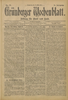 Grünberger Wochenblatt: Zeitung für Stadt und Land, No. 38. (30. März 1905)
