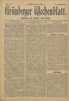 Gr&uuml;nberger Wochenblatt: Zeitung f&uuml;r Stadt und Land, No. 40. (4. April 1905)