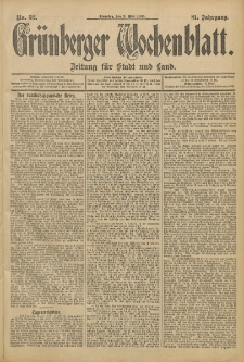 Grünberger Wochenblatt: Zeitung für Stadt und Land, No. 52. (2. Mai 1905)