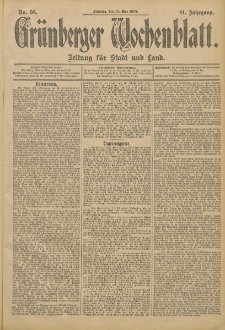 Gr&uuml;nberger Wochenblatt: Zeitung f&uuml;r Stadt und Land, No. 58. (16. Mai 1905)