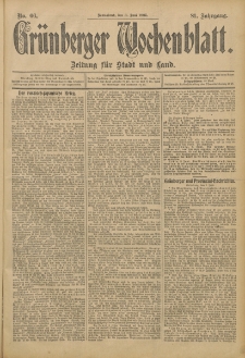 Grünberger Wochenblatt: Zeitung für Stadt und Land, No. 66. (3. Juni 1905)