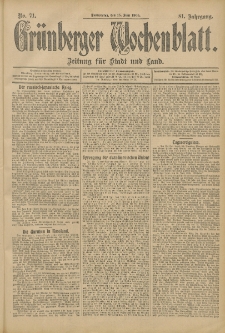 Gr&uuml;nberger Wochenblatt: Zeitung f&uuml;r Stadt und Land, No. 71. (15. Juni 1905)