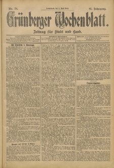 Grünberger Wochenblatt: Zeitung für Stadt und Land, No. 78. (1. Juli 1905)