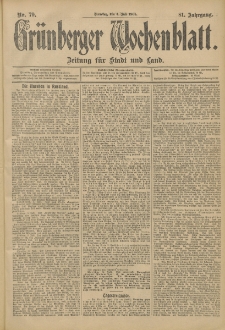 Grünberger Wochenblatt: Zeitung für Stadt und Land, No. 79. (4. Juli 1905)