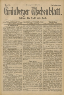 Grünberger Wochenblatt: Zeitung für Stadt und Land, No. 83. (13. Juli 1905)