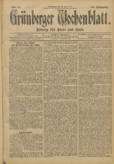 Gr&uuml;nberger Wochenblatt: Zeitung f&uuml;r Stadt und Land, No. 87. (22. Juli 1905)