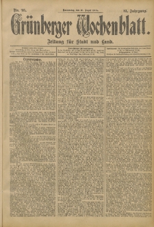 Grünberger Wochenblatt: Zeitung für Stadt und Land, No. 95. (10. August 1905)