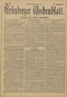 Grünberger Wochenblatt: Zeitung für Stadt und Land, No. 97. (15. August 1905)