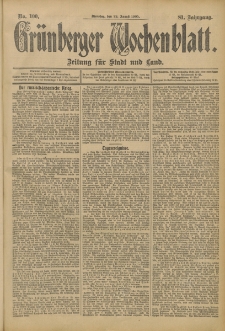 Grünberger Wochenblatt: Zeitung für Stadt und Land, No. 100. (22. August 1905)
