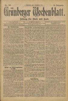 Gr&uuml;nberger Wochenblatt: Zeitung f&uuml;r Stadt und Land, No. 108. (9. September 1905)