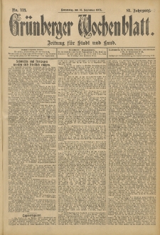 Grünberger Wochenblatt: Zeitung für Stadt und Land, No. 113. (21. September 1905)