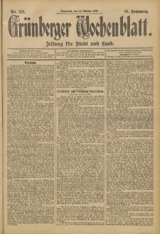 Gr&uuml;nberger Wochenblatt: Zeitung f&uuml;r Stadt und Land, No. 123. (14. Oktober 1905)