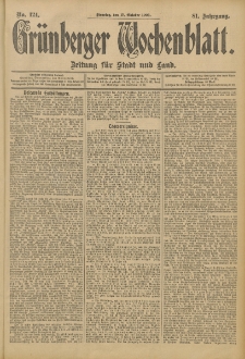 Gr&uuml;nberger Wochenblatt: Zeitung f&uuml;r Stadt und Land, No. 124. (17. Oktober 1905)