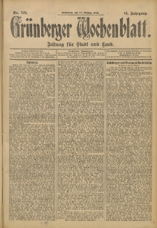 Grünberger Wochenblatt: Zeitung für Stadt und Land, No. 129. (28. Oktober 1905)