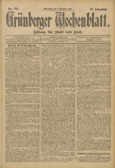 Grünberger Wochenblatt: Zeitung für Stadt und Land, No. 131. (2. November 1905)