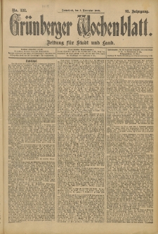 Grünberger Wochenblatt: Zeitung für Stadt und Land, No. 132. (4. November 1905)