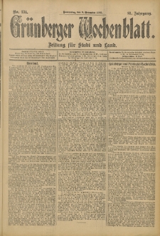 Grünberger Wochenblatt: Zeitung für Stadt und Land, No. 134. (9. November 1905)