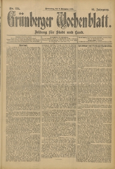 Grünberger Wochenblatt: Zeitung für Stadt und Land, No. 134. (9. November 1905)